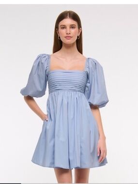Abercrombie & Fitch Emerson Poplin Puff Sleeve Mini Dress